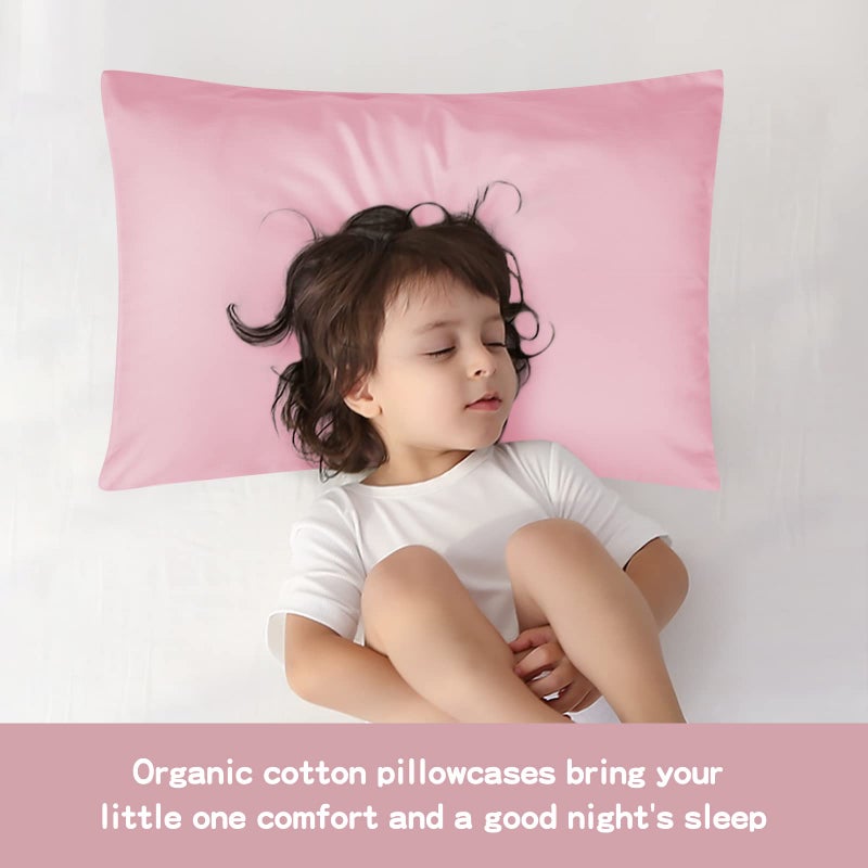 LULUSILK Organic Cotton Toddler Pillowcase 2 Pack, 14 x 20 Travel Pillow Case Cover for Babies, Kids, Boys and Girls, Soft and Breathable Small Pillow Cases with Envelope Closure, Pink - Image 5